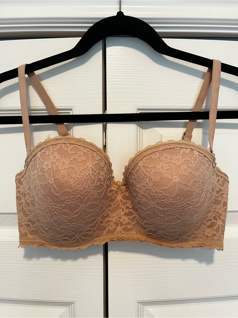 Aerie Lace Longline Strapless Bra Nude 36D Feminine Elegant